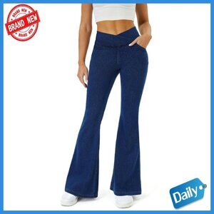 Stretchy Bell Bottom Jeans with Pockets Tummy Control Y2K Style